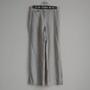 Eileen Fisher light grey 100% linen trousers pants wide leg 4 Petite